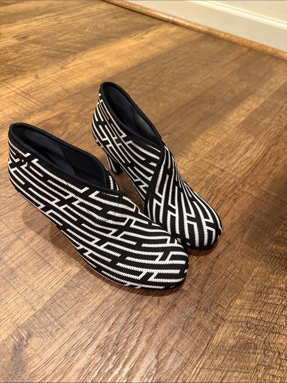 United Nude Black & White Geometric Ankle Booties